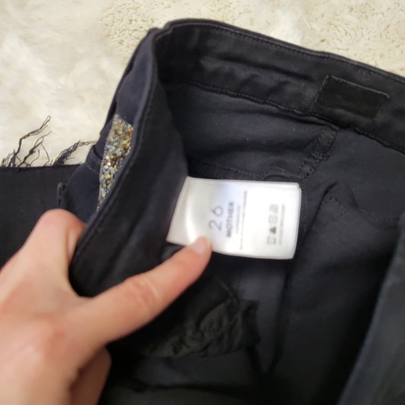 Mother high waisted looker ankle fray skinny jeans guilty flash gold metallic 26 - Picture 8 of 12